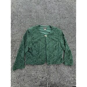 Jessica Howard Womens Green Lace Glitter Bolero Jacket Formal Shrug Size 14